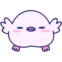 cartoon of a cute baby bird in bright neon color