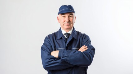 An industrial worker poses confidently with folded arms, showcasing the dignity and dedication of skilled labor in a clean, professional setting.