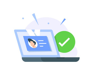 account successfully created,registration successful,id card on laptop screen concept