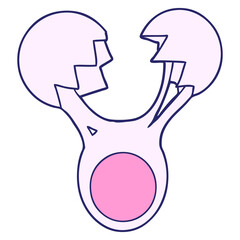 cracked egg cartoon in bright neon color