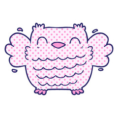 cartoon owl in bright neon color