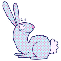 cartoon startled bunny rabbit in bright neon color