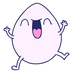 hand drawn quirky cartoon egg in bright neon color