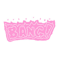 cartoon doodle word bang in bright neon color