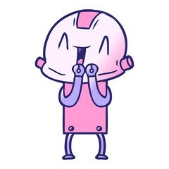 cartoon robot in bright neon color