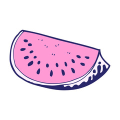 cartoon watermelon slice in bright neon color