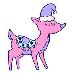 cartoon reindeer in bright neon color