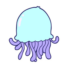 cartoon jellyfish in bright neon color