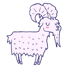 cartoon goat in bright neon color