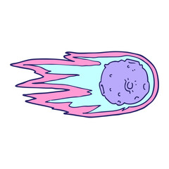 cartoon comet in bright neon color © lineartestpilot