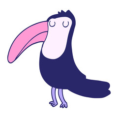 cartoon toucan in bright neon color