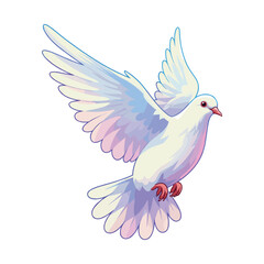 Obraz premium Graceful white dove in flight with soft lavender and pink accents – stock vector in colorful flat style