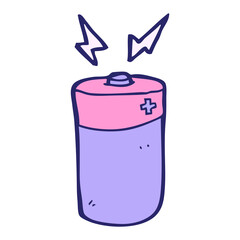 cartoon battery in bright neon color