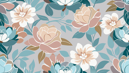 Delicate Floral Seamless Vector Pattern in Pastel Colors for Elegant Fabric & Wallpaper Design