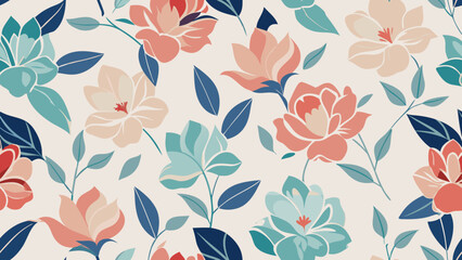 Delicate Floral Seamless Vector Pattern in Pastel Colors for Elegant Fabric & Wallpaper Design