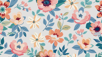 Delicate Floral Seamless Vector Pattern in Pastel Colors for Elegant Fabric & Wallpaper Design
