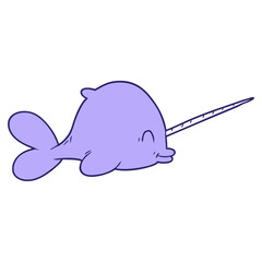 cartoon narwhal in bright neon color