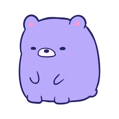 cute cartoon sad bear in bright neon color