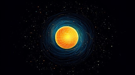 Cosmic swirl enveloping fiery planet, space background, digital art, website header