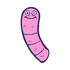 cartoon worm in bright neon color