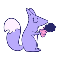 cartoon squirrel in bright neon color