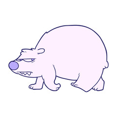 polar bear cartoon in bright neon color