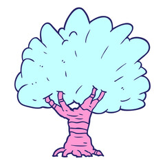 cartoon tree in bright neon color