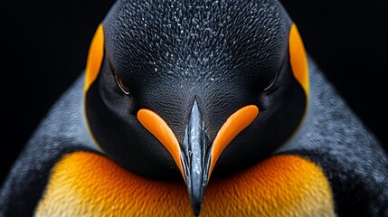 Close-up Emperor Penguin Portrait in Antarctic Darkness