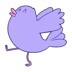 cartoon flapping bird in bright neon color