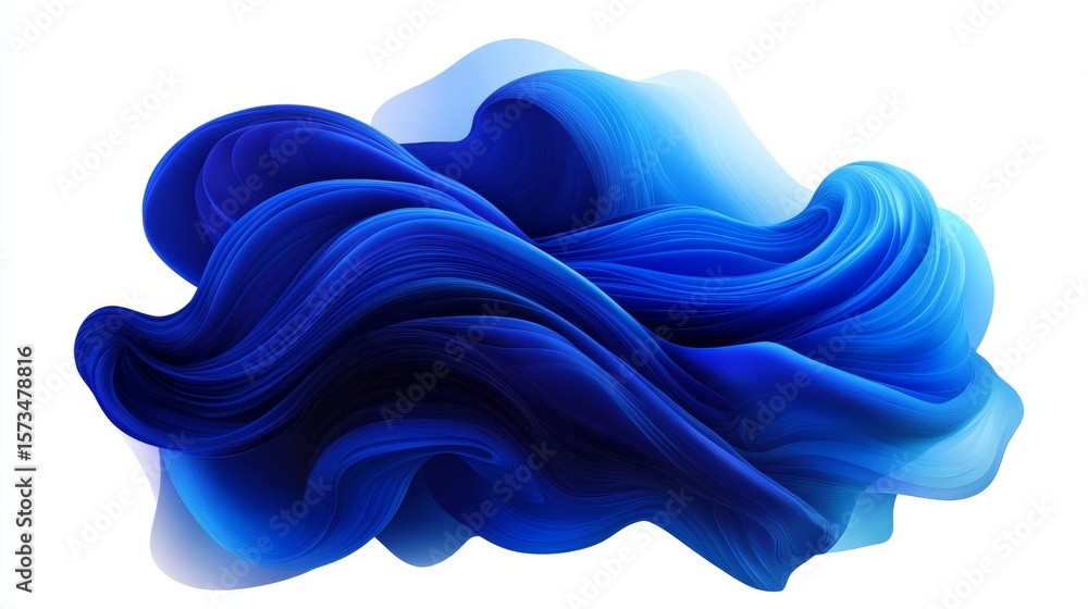 Poster abstract vector of smooth translucent blue fluid isolated on white background for graphic design use