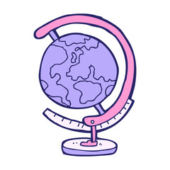 cartoon globe in bright neon color