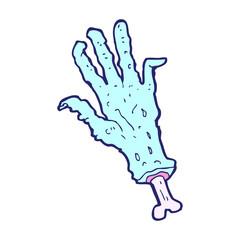 cartoon zombie hand in bright neon color