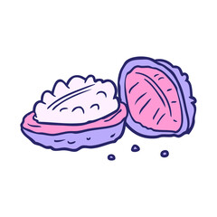 cartoon walnuts in bright neon color