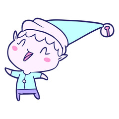 cartoon happy christmas elf in bright neon color