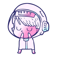 cartoon astronaut woman in bright neon color