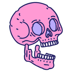 iconic tattoo style image of a skull in bright neon color
