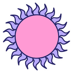 iconic tattoo style image of a sun in bright neon color