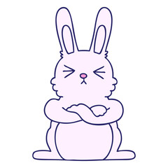 gradient shaded quirky cartoon rabbit in bright neon color