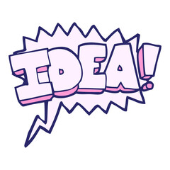 freehand speech bubble textured cartoon idea symbol in bright neon color