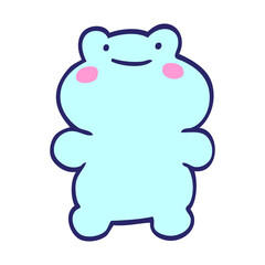 funny cartoon doodle frog in bright neon color