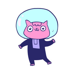 cartoon space cat in bright neon color © lineartestpilot