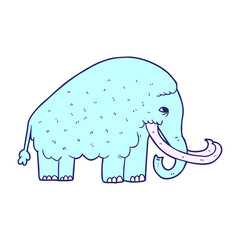 cartoon mammoth in bright neon color
