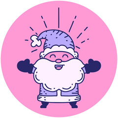 icon of a tattoo style happy santa claus christmas character in bright neon color
