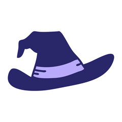 cartoon of a spooky witch hat in bright neon color