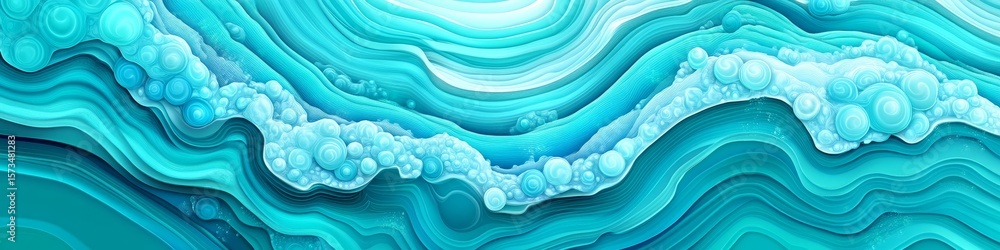 Aufkleber fluid fantasy enchanting abstract dance of teal and cyan swirls with sparkling particle art effects
