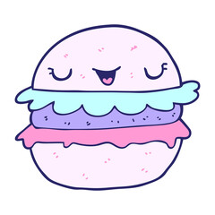 cartoon burger in bright neon color