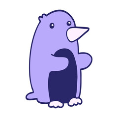 cartoon penguin in bright neon color