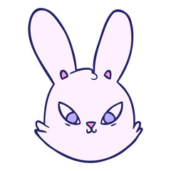 cartoon bunny face in bright neon color
