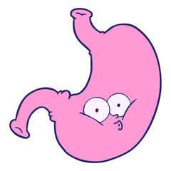 cartoon bloated stomach in bright neon color