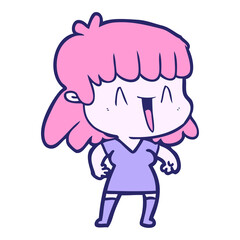 cartoon woman in bright neon color